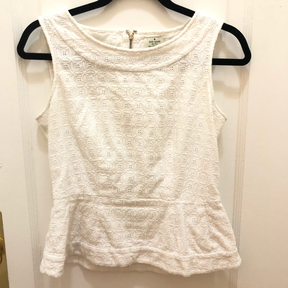 Kate Spade White Peplum Dress Shirt